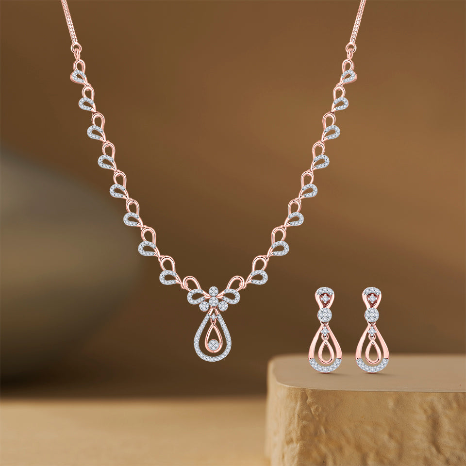 Teardrop Elegance Diamond Necklace Set
