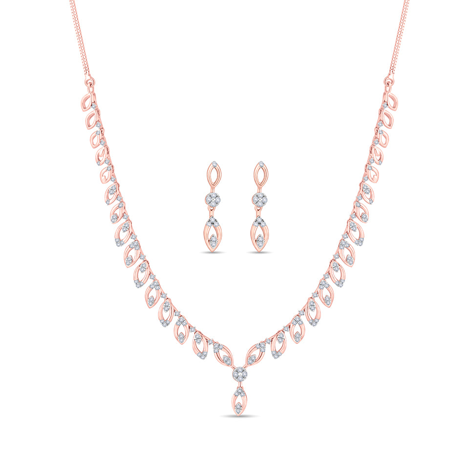 Graceful Petals Diamond Necklace Set