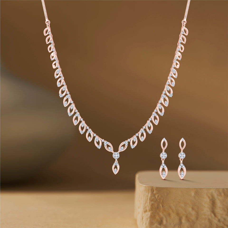 Graceful Petals Diamond Necklace Set