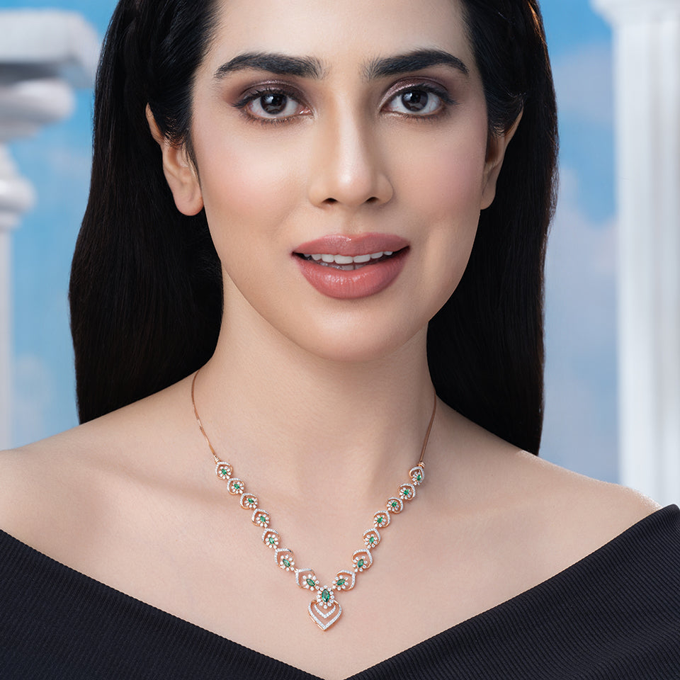 Emerald Elegance Diamond Necklace