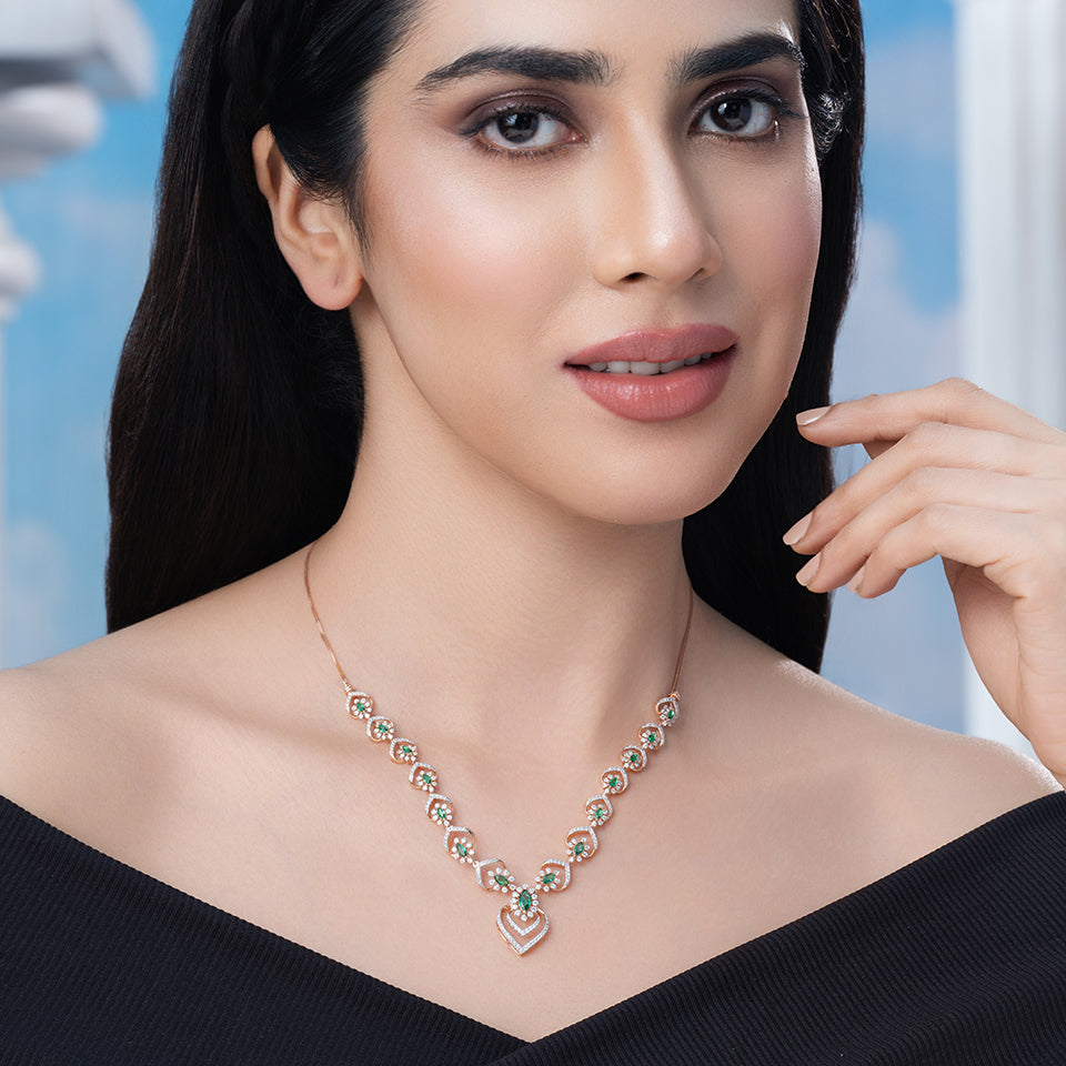 Emerald Elegance Diamond Necklace