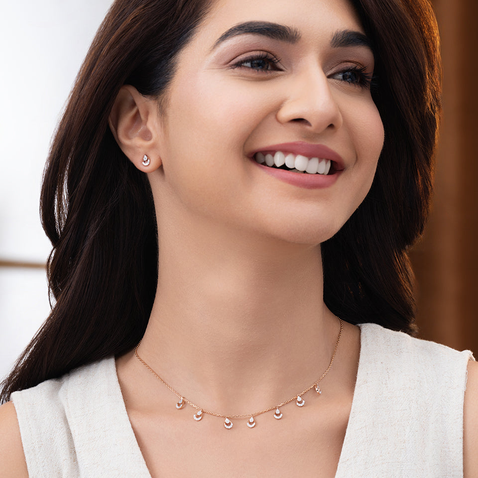 Shimmering Raindrops Diamond Necklace Set