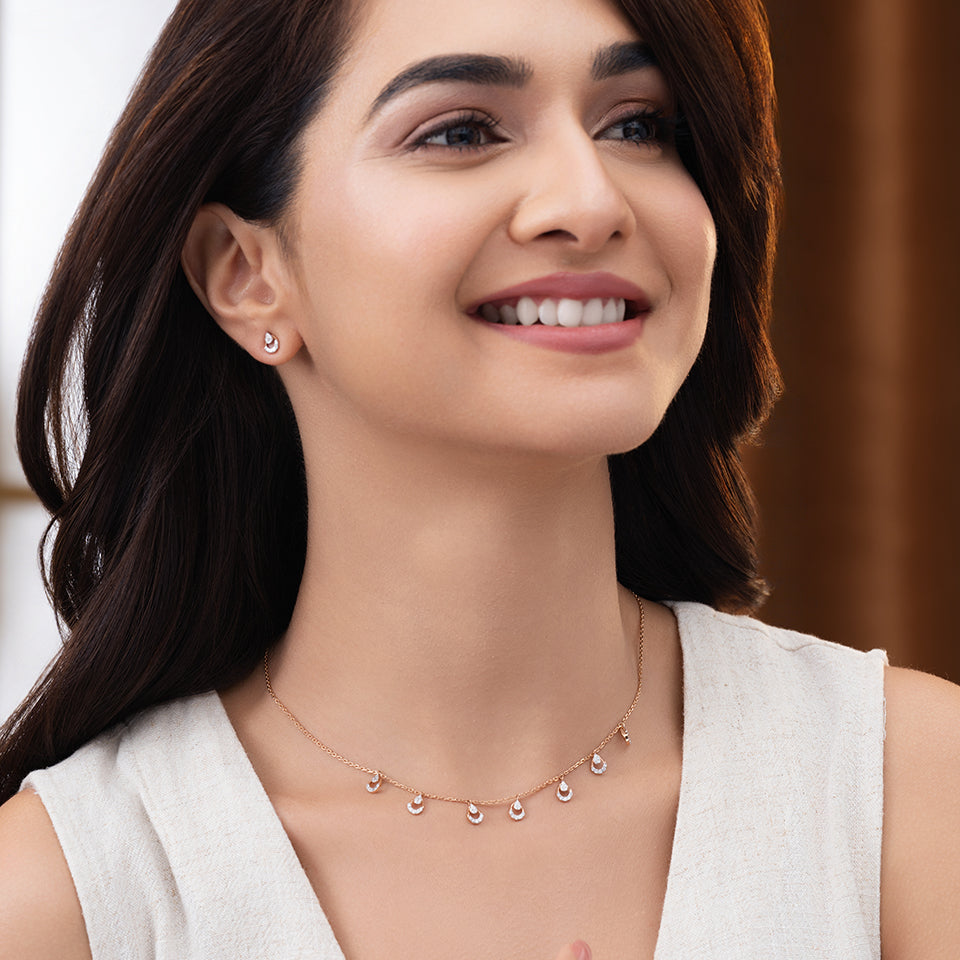 Shimmering Raindrops Diamond Necklace Set
