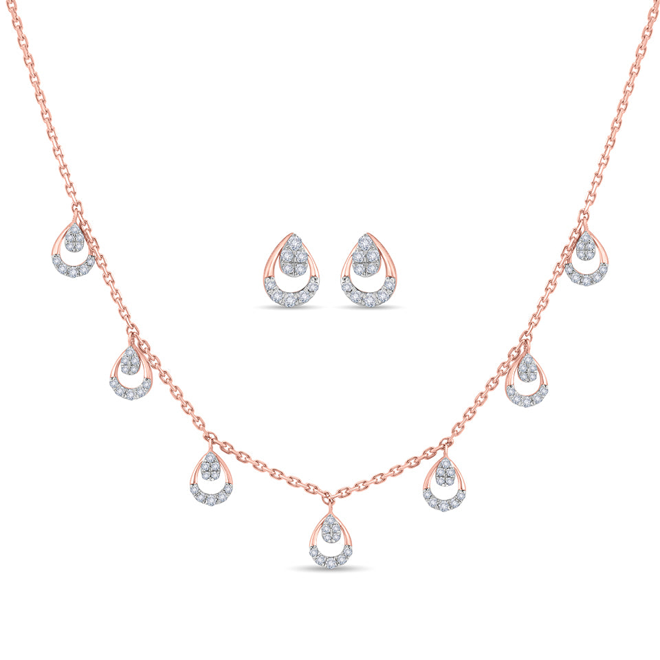Shimmering Raindrops Diamond Necklace Set