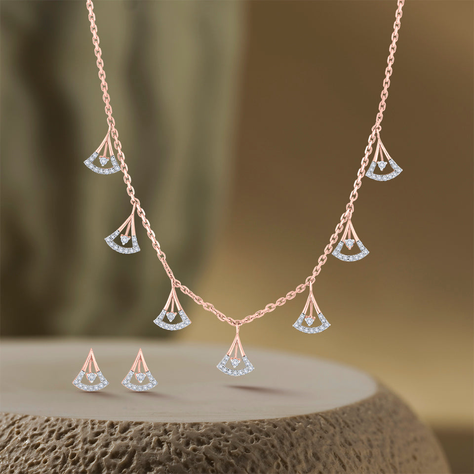 Prism Drop Diamond Necklace Set