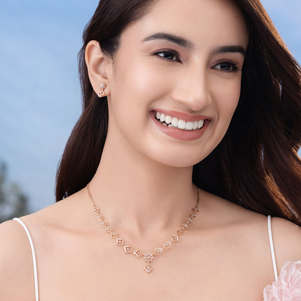 Sparkle Lattice Dianmond Necklace Set