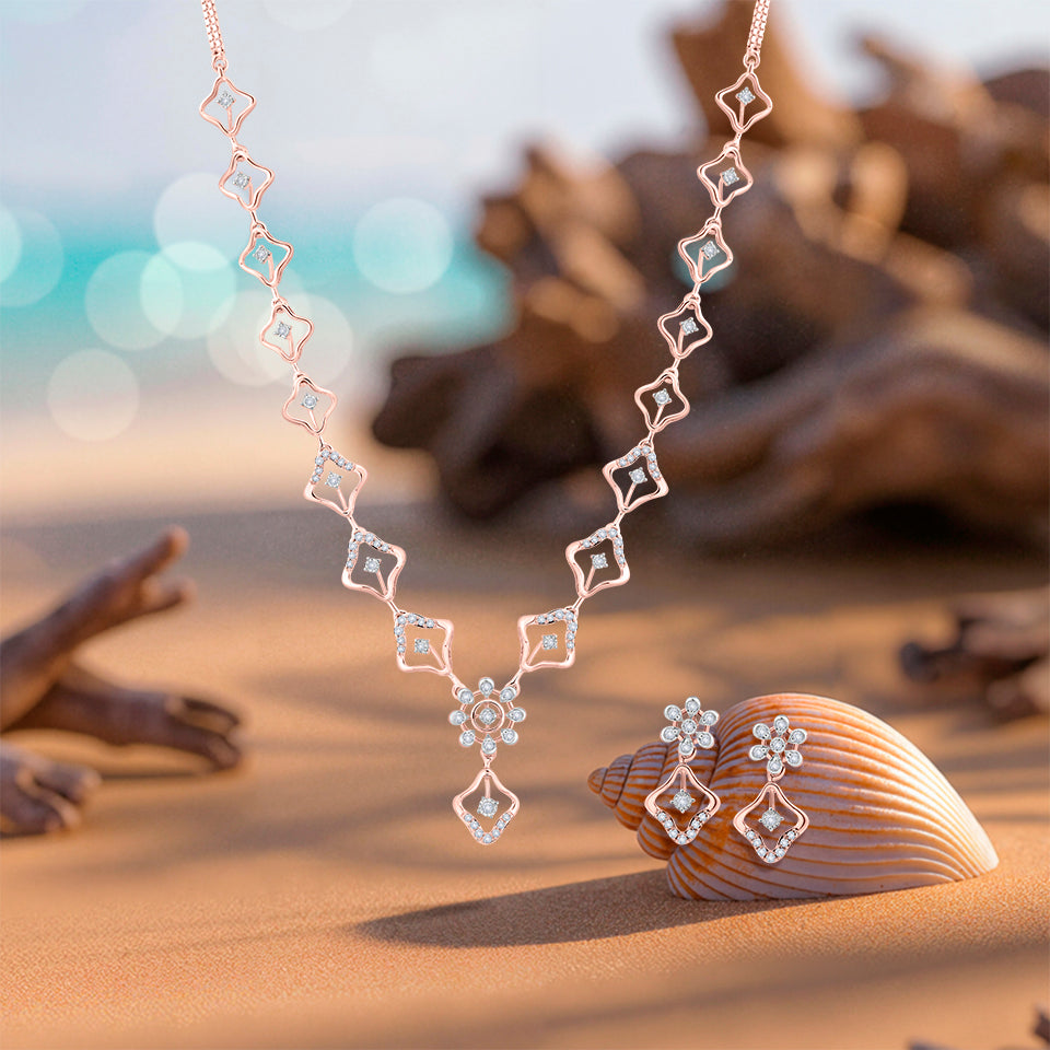 Sparkle Lattice Dianmond Necklace Set