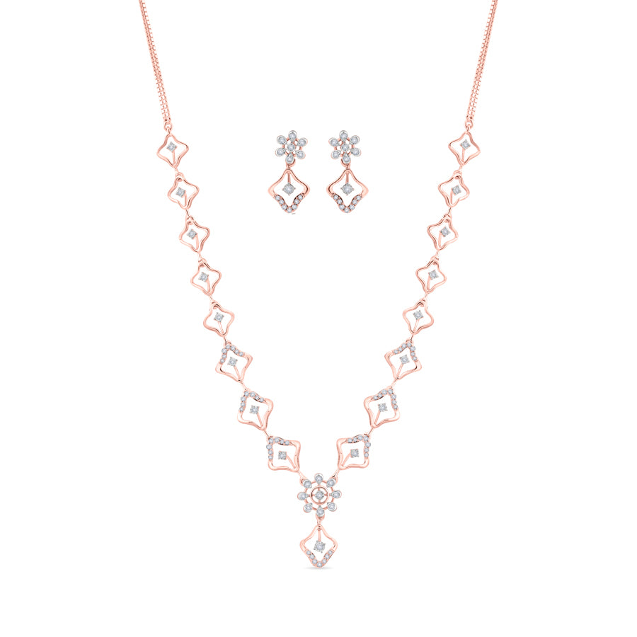 Sparkle Lattice Dianmond Necklace Set