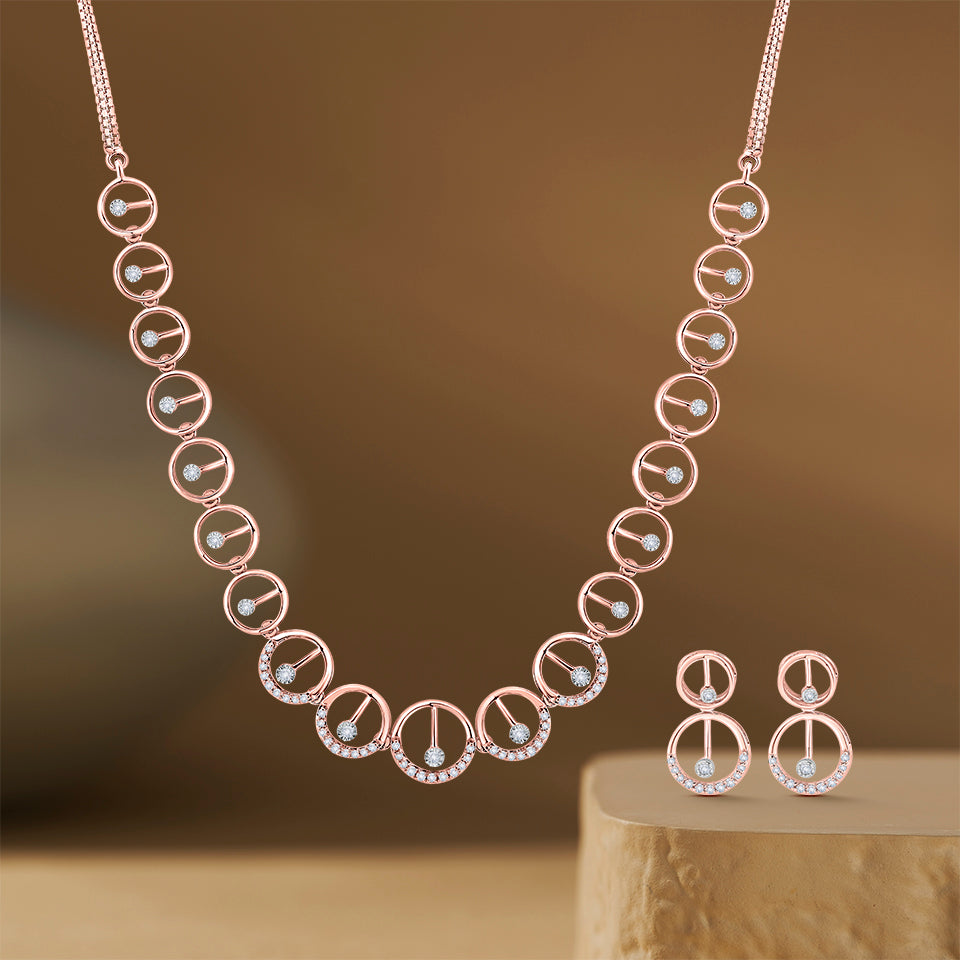 Glitterling Orbits Diamond Necklace Set