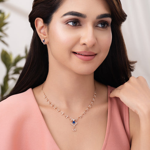 Blue Sapphire Diamond Necklace Set