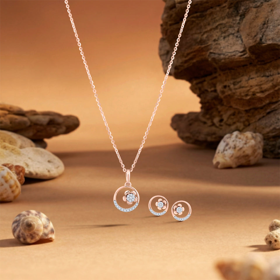 Lunar Bloom Diamond Necklace Set