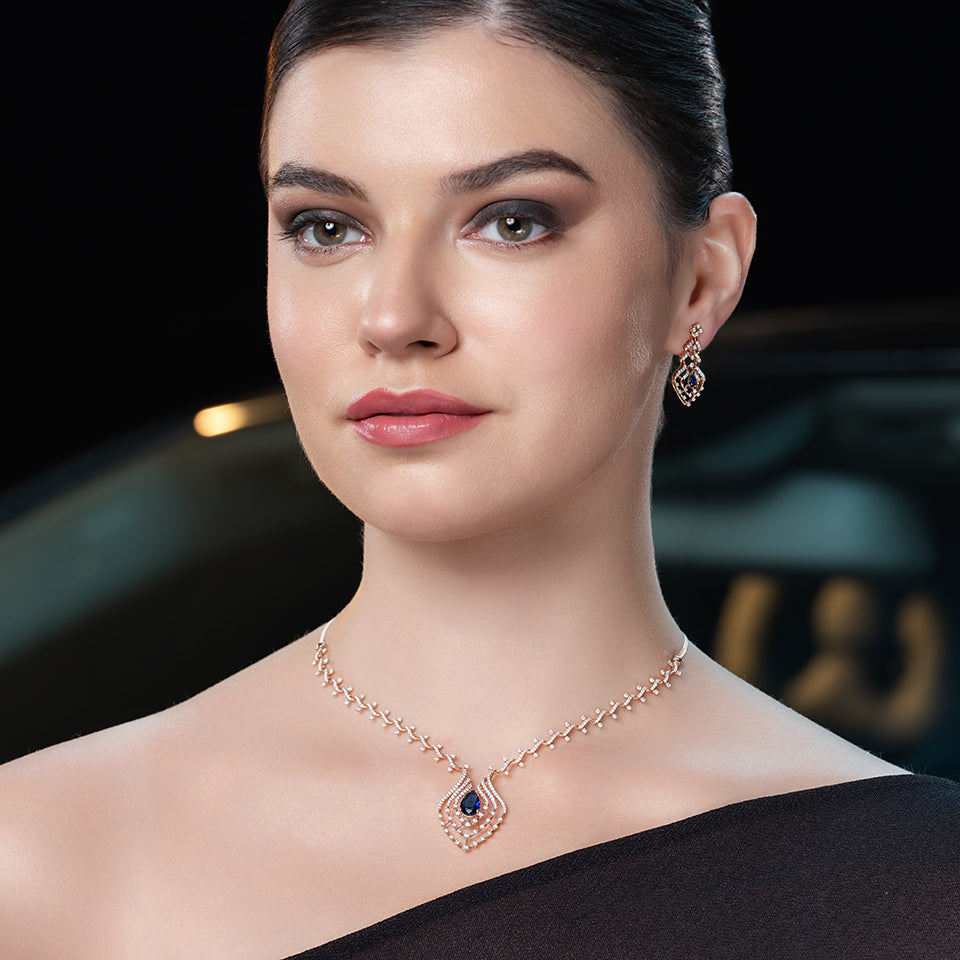 Sapphire Grace Diamond Necklace Set