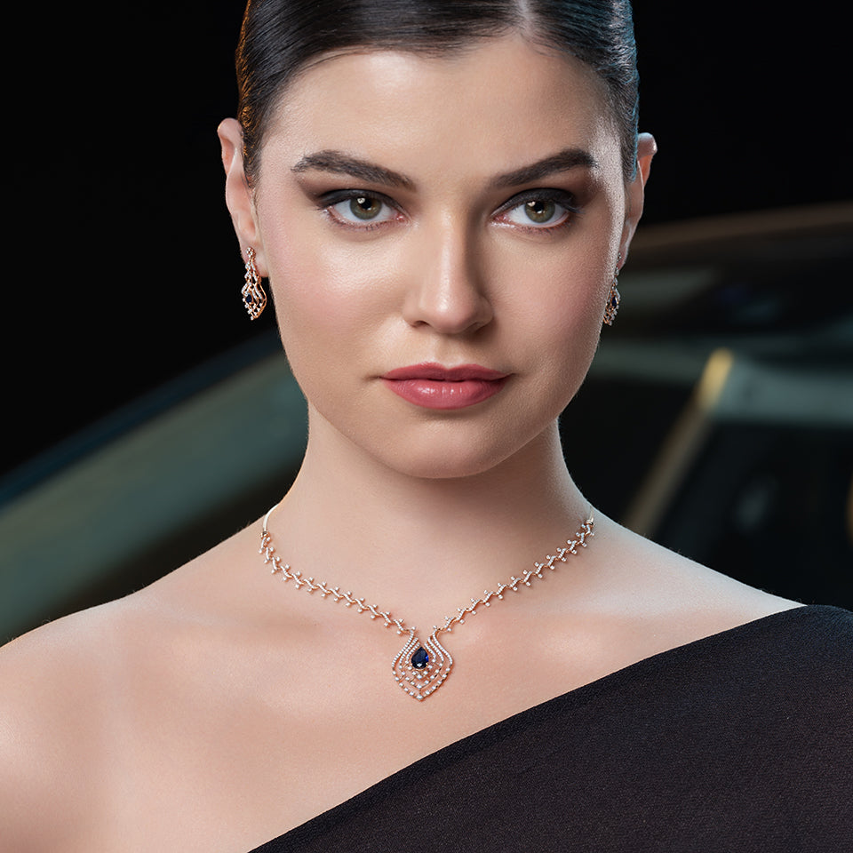 Sapphire Grace Diamond Necklace Set
