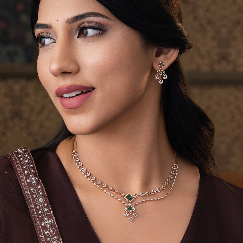 Emerald Princess Diamond Necklace Set