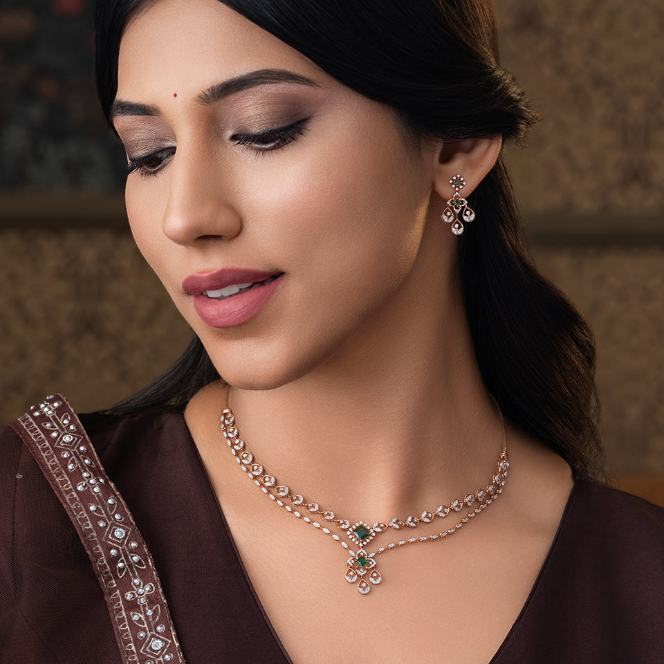 Emerald Princess Diamond Necklace Set