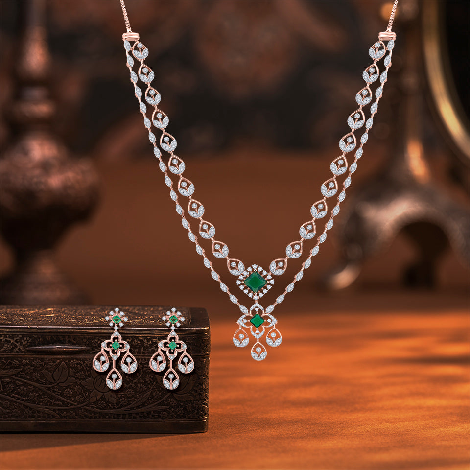 Emerald Princess Diamond Necklace Set