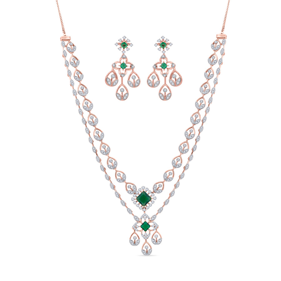 Emerald Princess Diamond Necklace Set