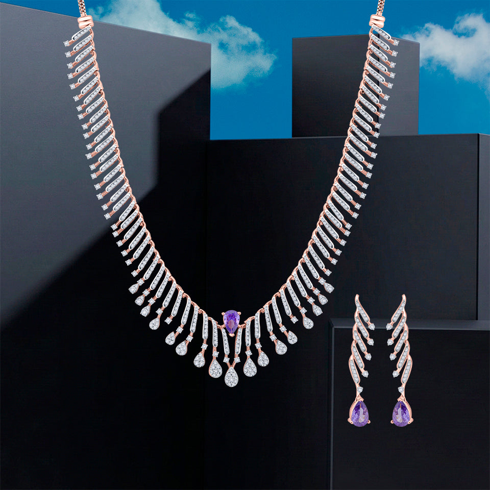 Crystal Crest Diamond Necklace Set