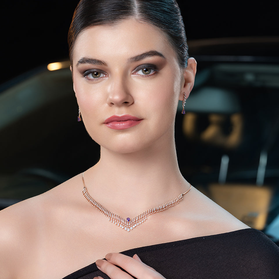 Crystal Crest Diamond Necklace Set