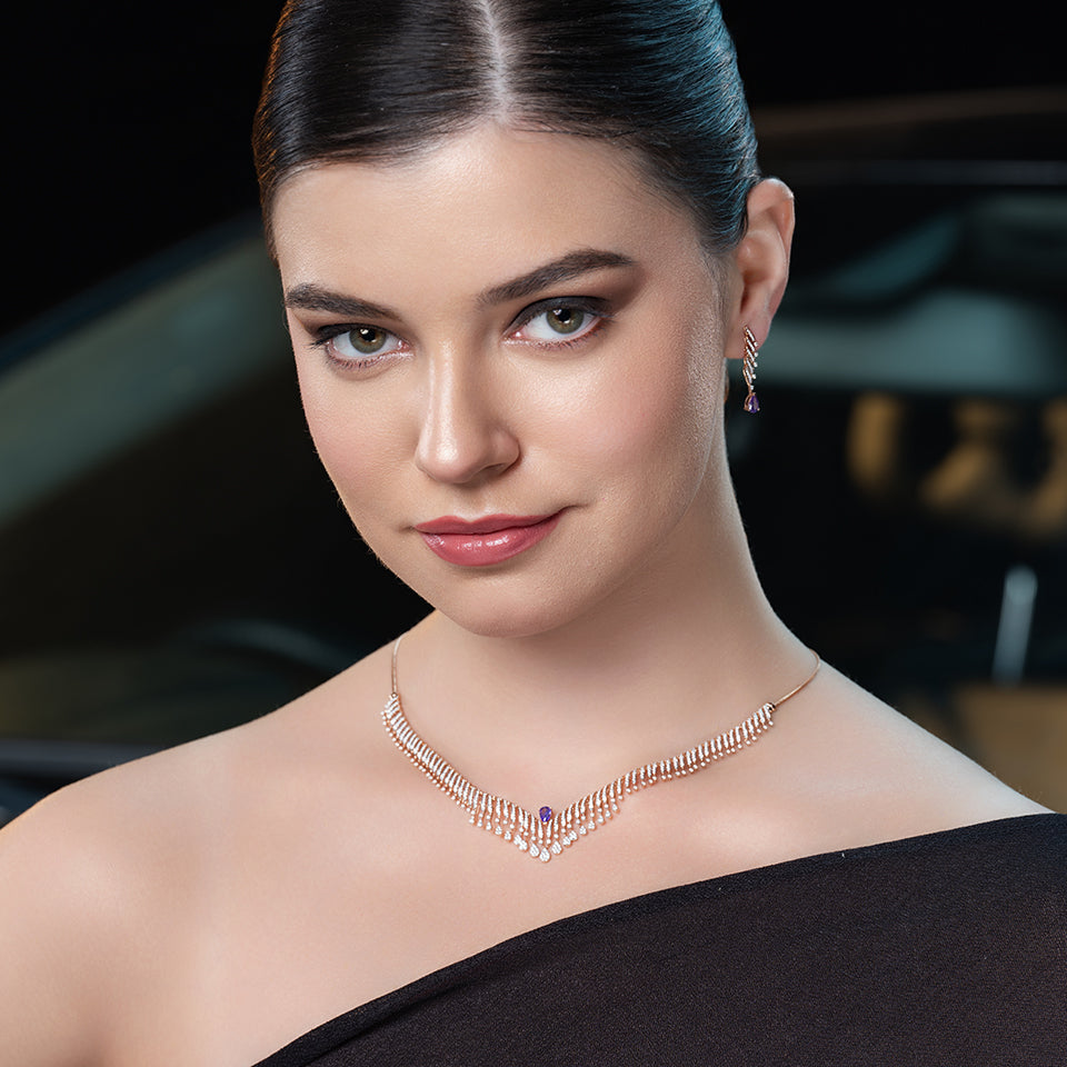 Crystal Crest Diamond Necklace Set