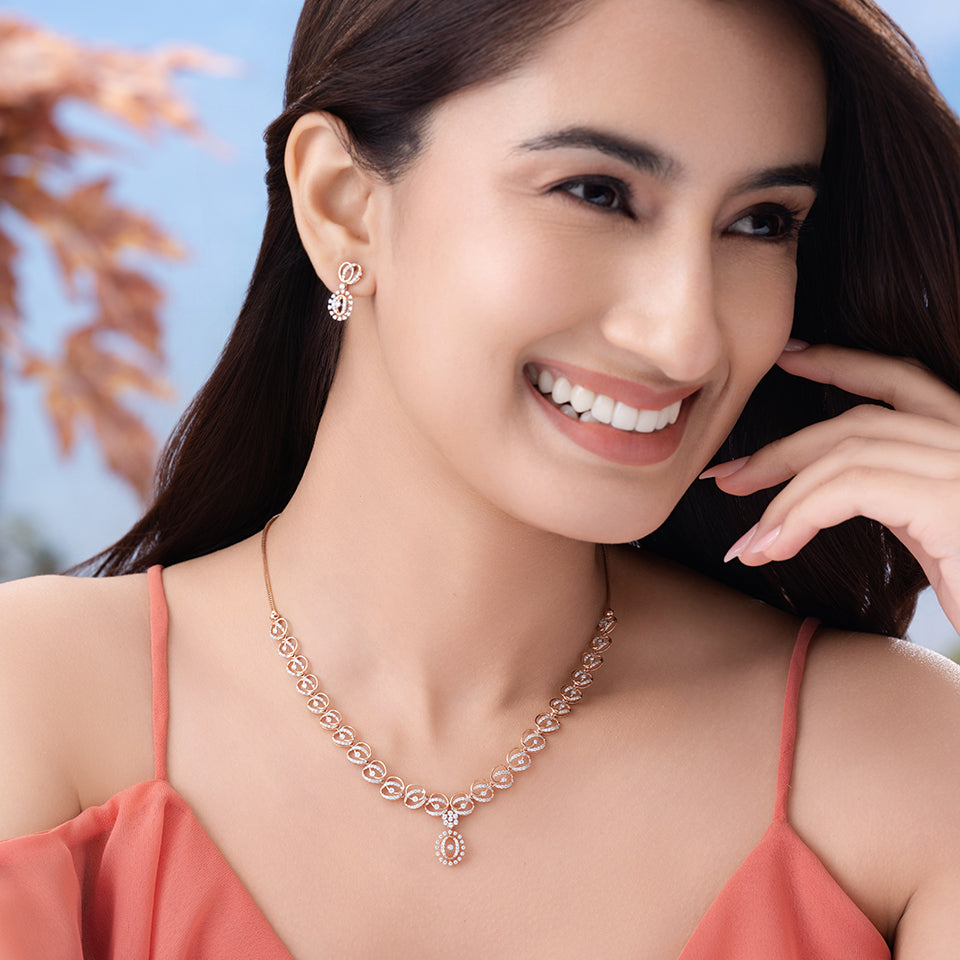 Starlight Ovals Diamond Necklace Set