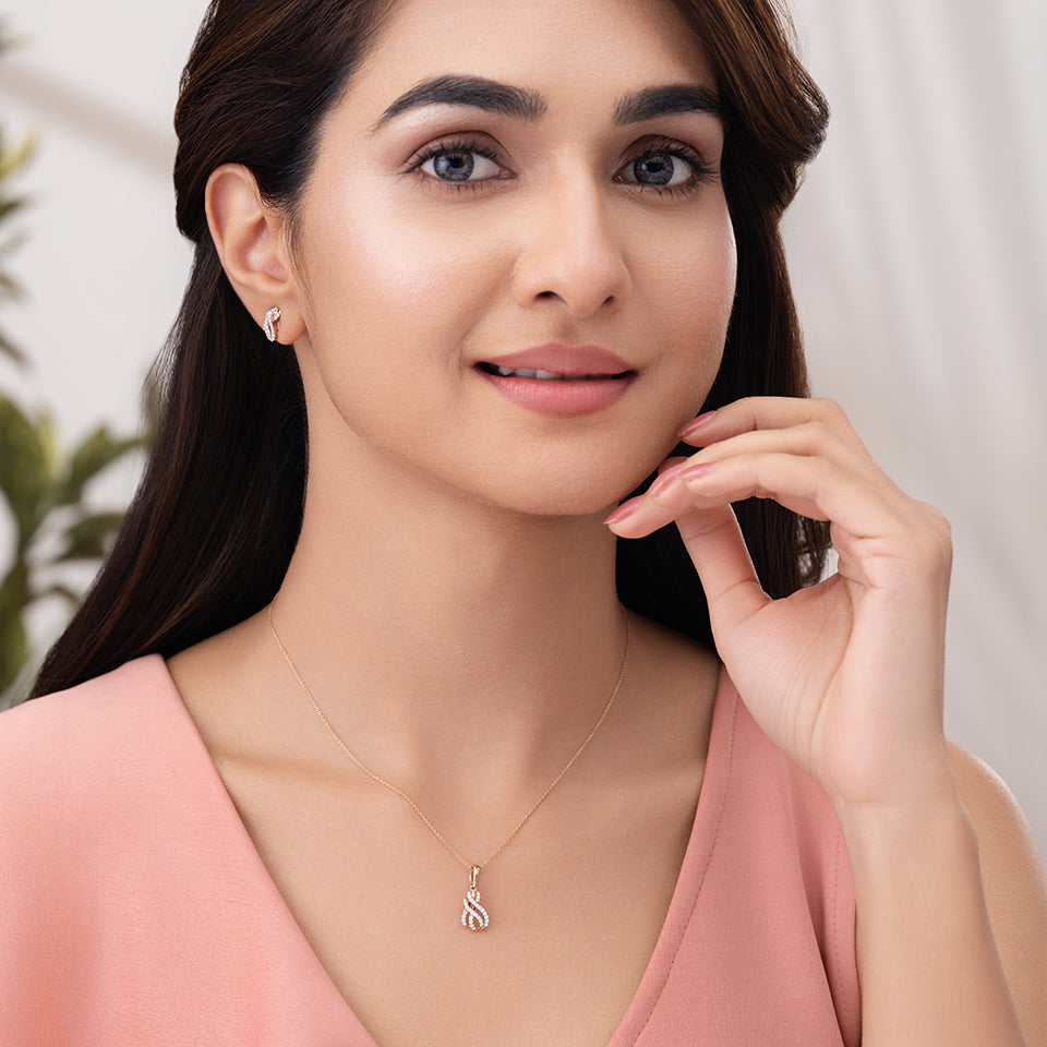Ribbon Knot Diamond Necklace Set