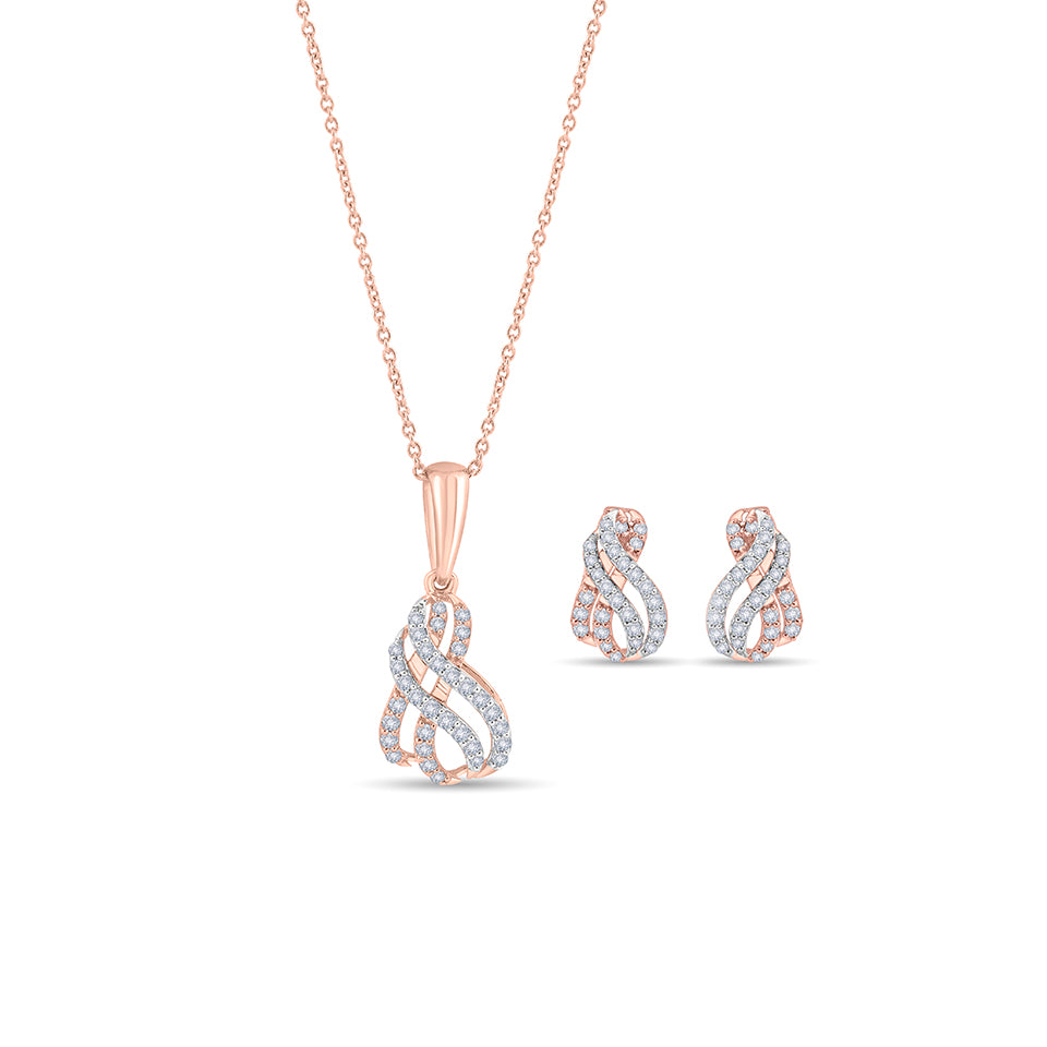 Ribbon Knot Diamond Necklace Set