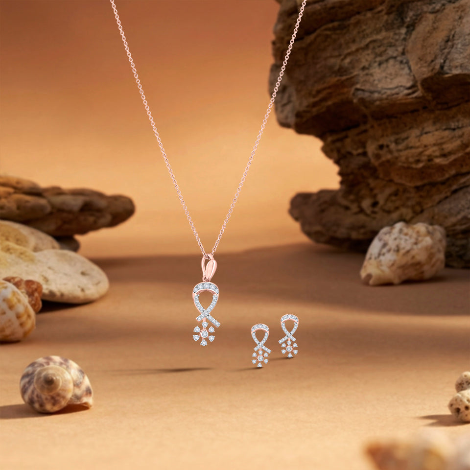 Floral Loop Diamond Necklace Set