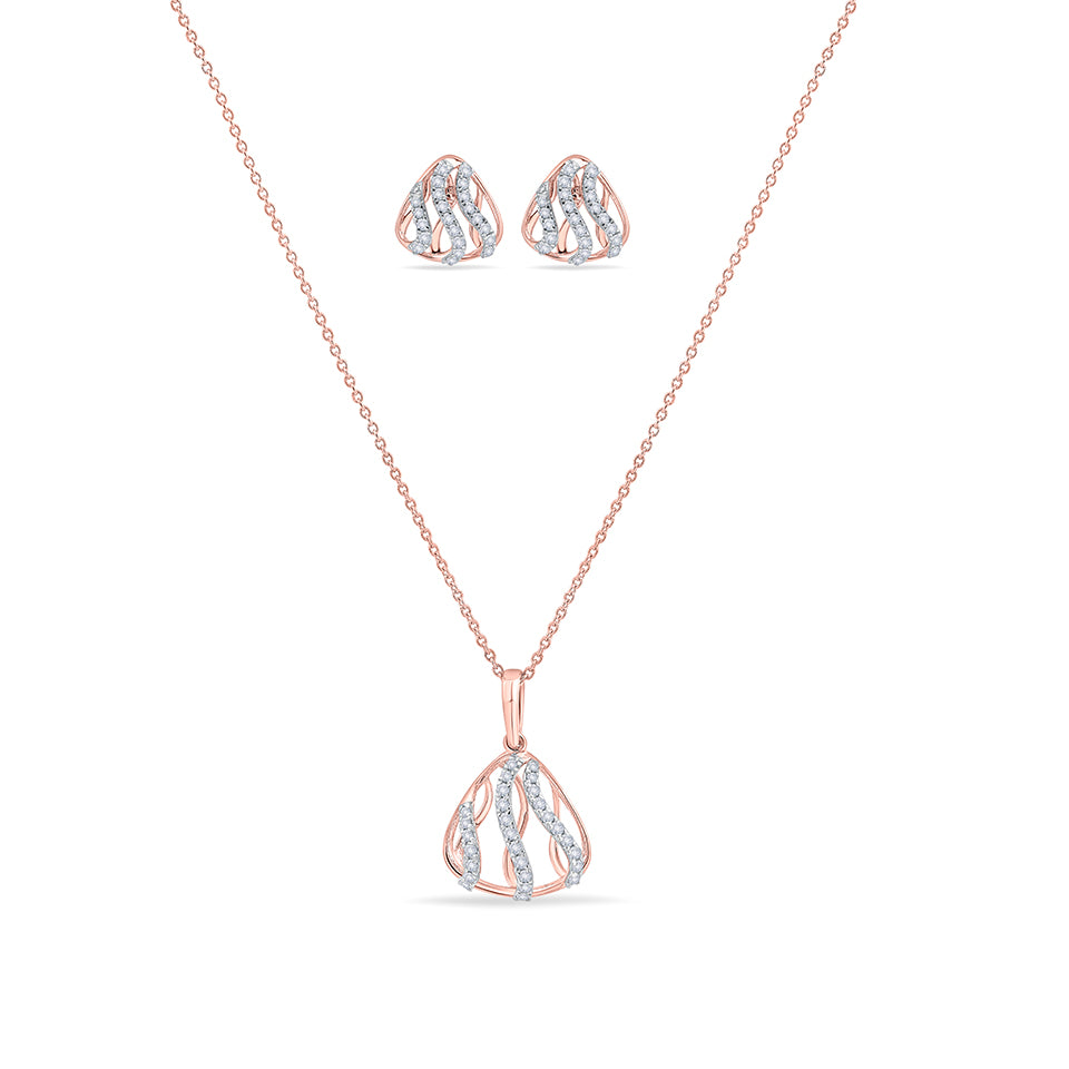 Filigree Flare Diamond Necklace Set