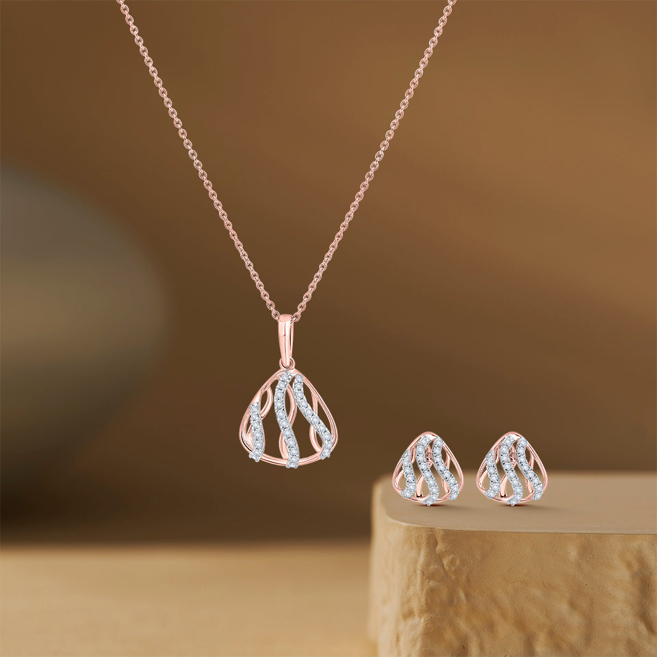 Filigree Flare Diamond Necklace Set