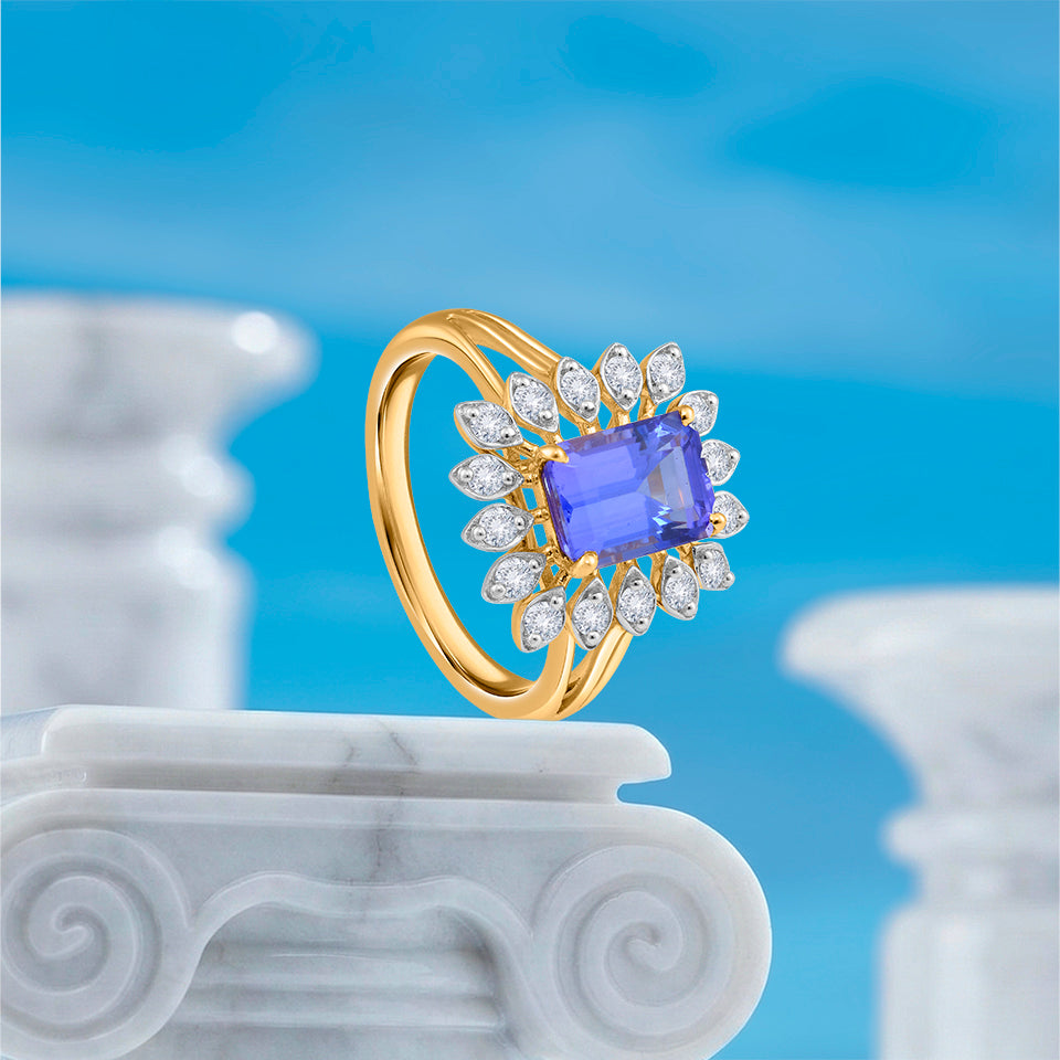 Violet Azure Diamond Finger Ring
