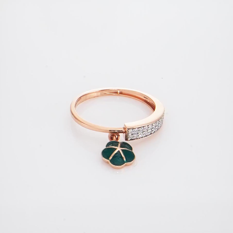Teal Floral Diamond Finger Ring