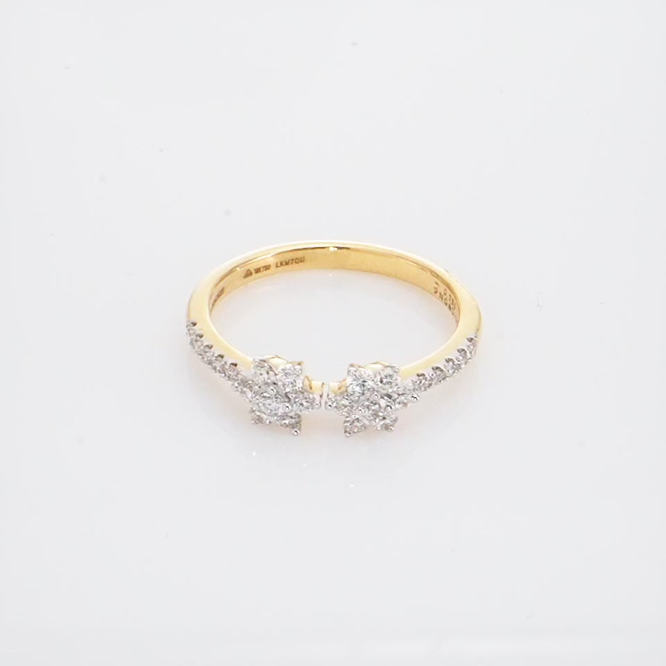 Dual Daisies Diamond Finger Ring