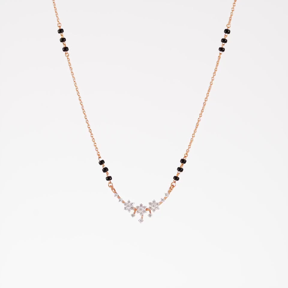 Triple Floral Motif Diamond Mangalsutra