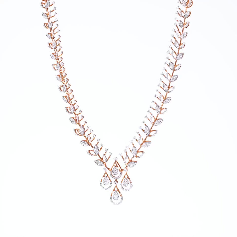 Floral Foliage Diamond Necklace Set