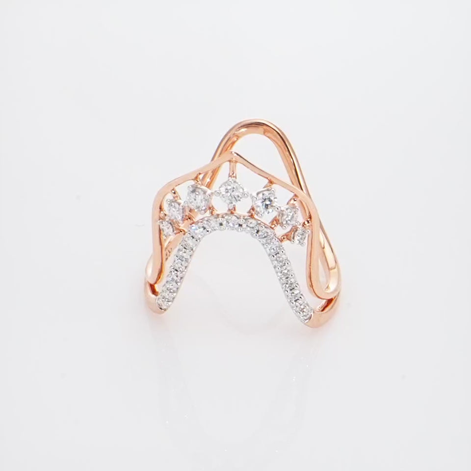 Starlit Vanki Shaped Diamond Finger Ring