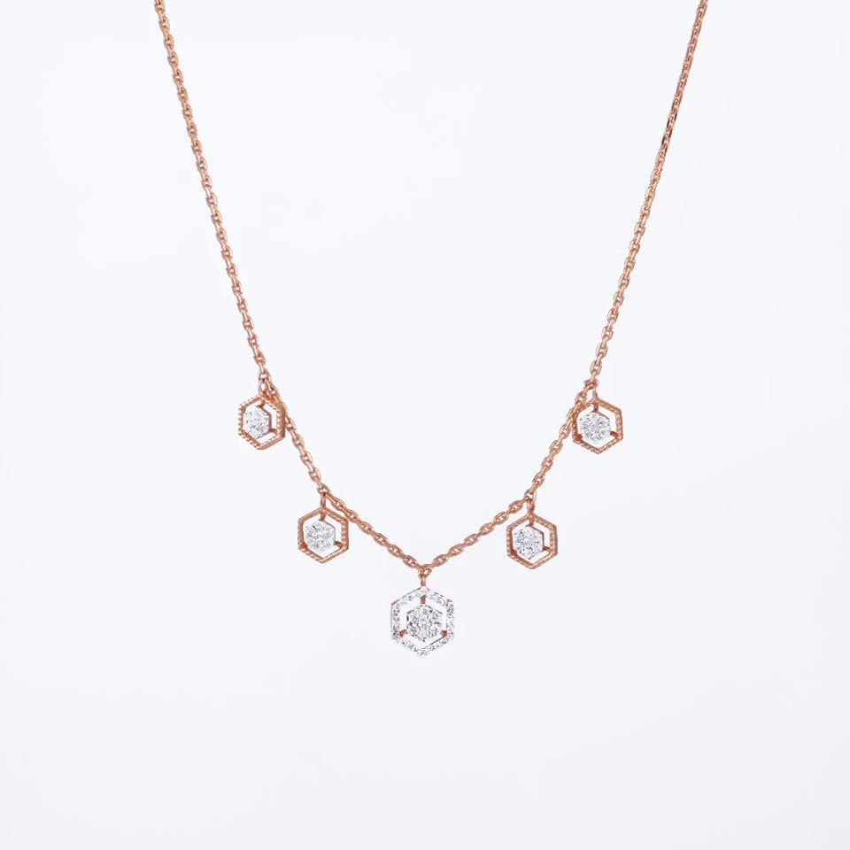 Hexagon Motifs Diamond Necklace Set
