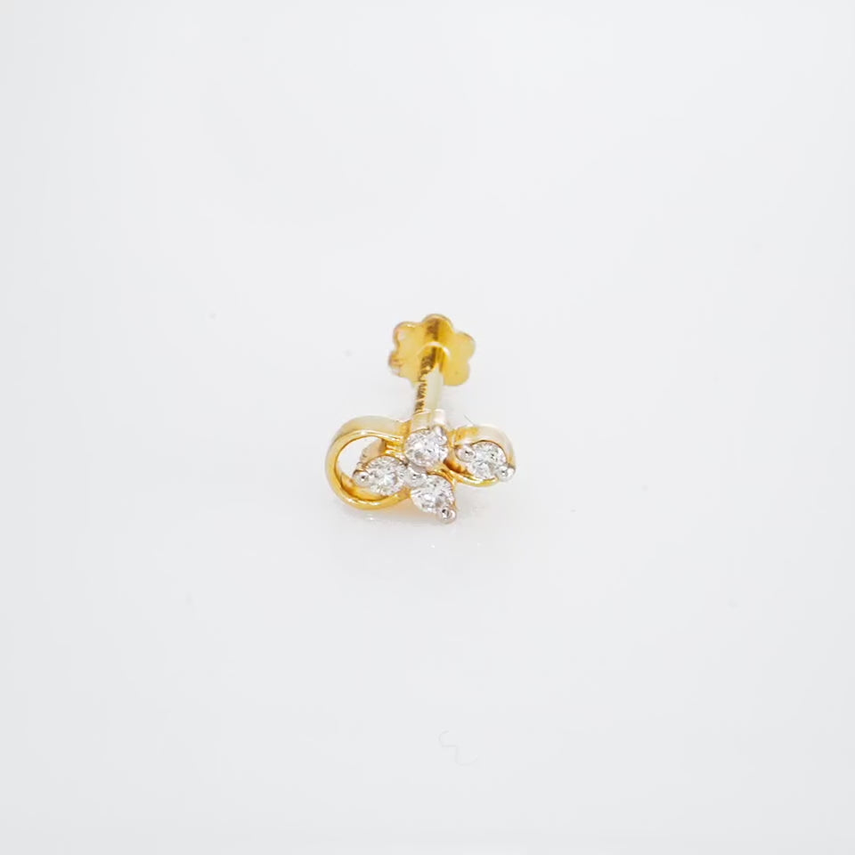 Golden Quadret Diamond Nosepin