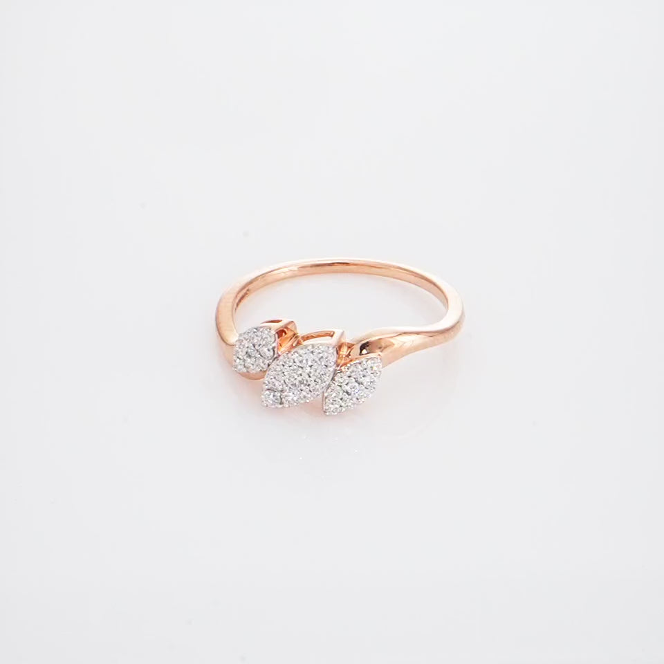 Triple Petal Diamond Finger Ring