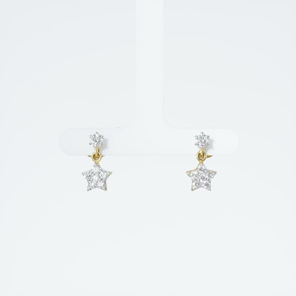 Dangling Twin Stars Diamond Earrings