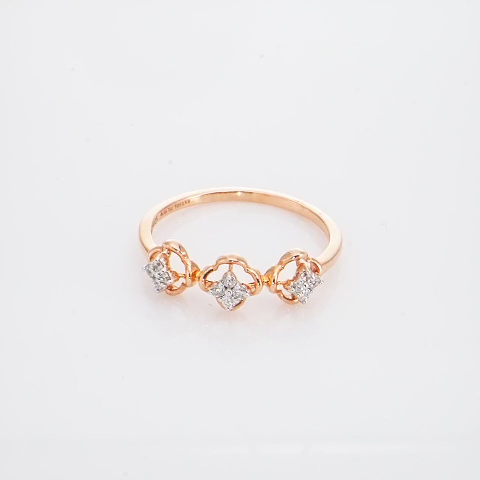 Floral Trinity Diamond Finger Ring