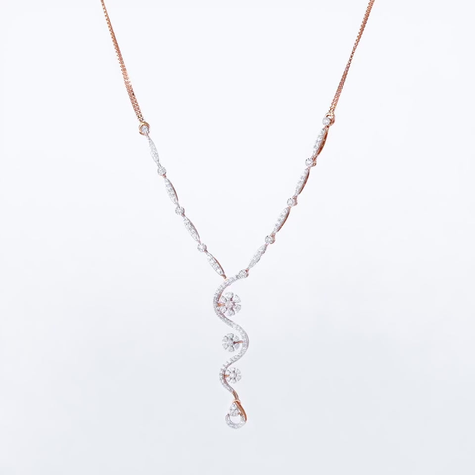 Floral Swirl Diamond Necklace Set