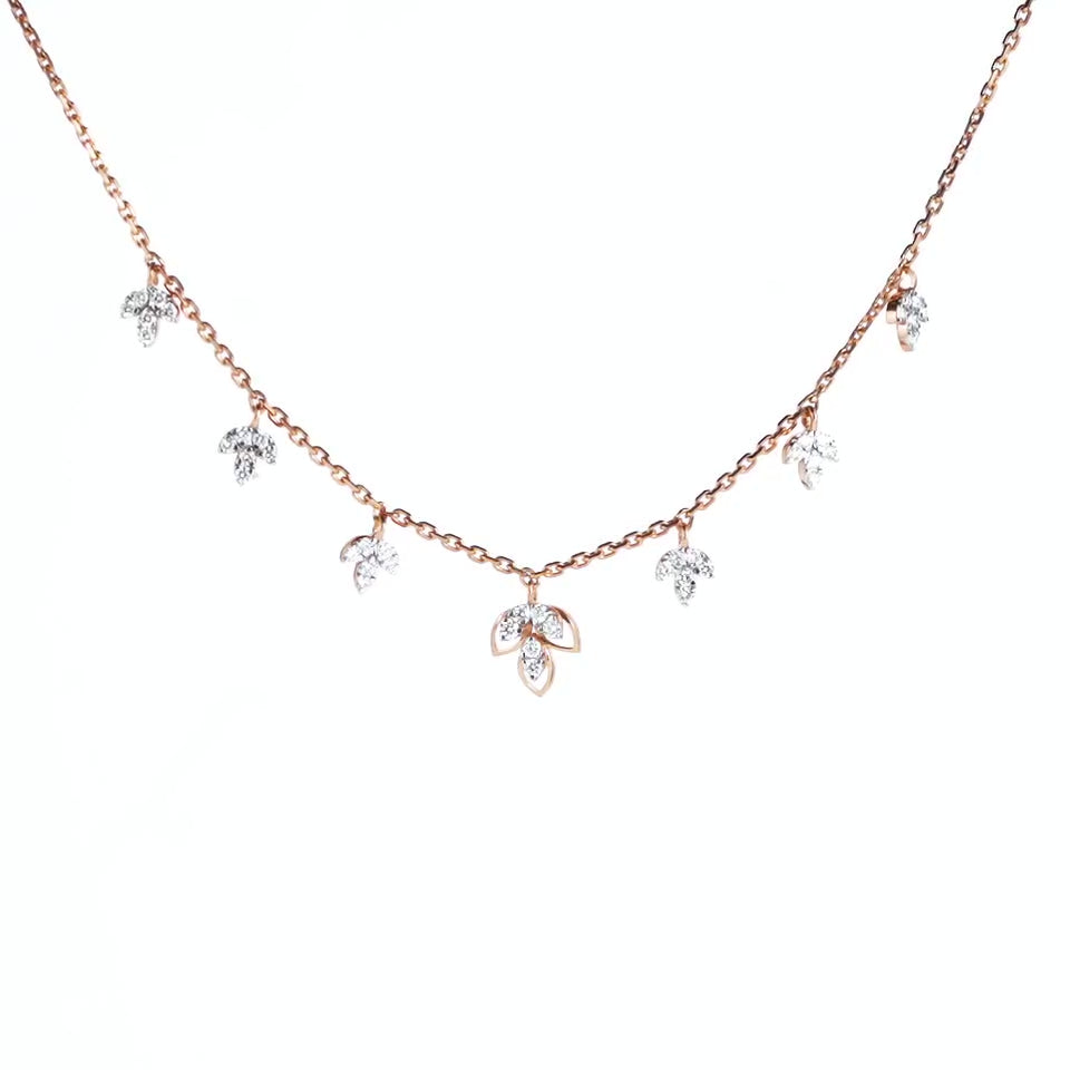 Rhythmic Leaflet Diamond Necklace Set