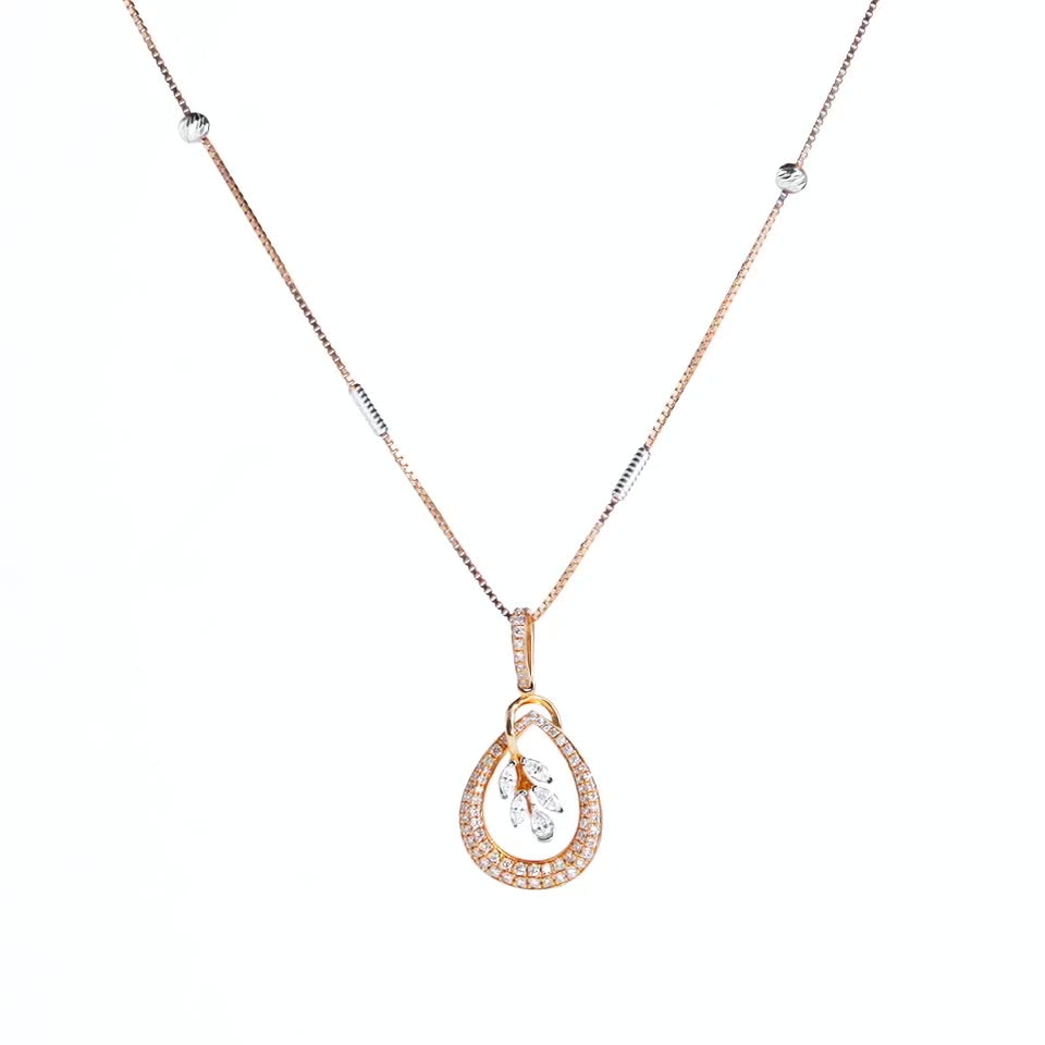 Leafy Core Diamond Chain Pendant Set