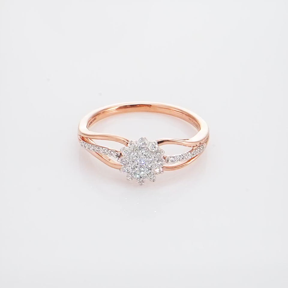 Floral Crest Diamond Finger Ring