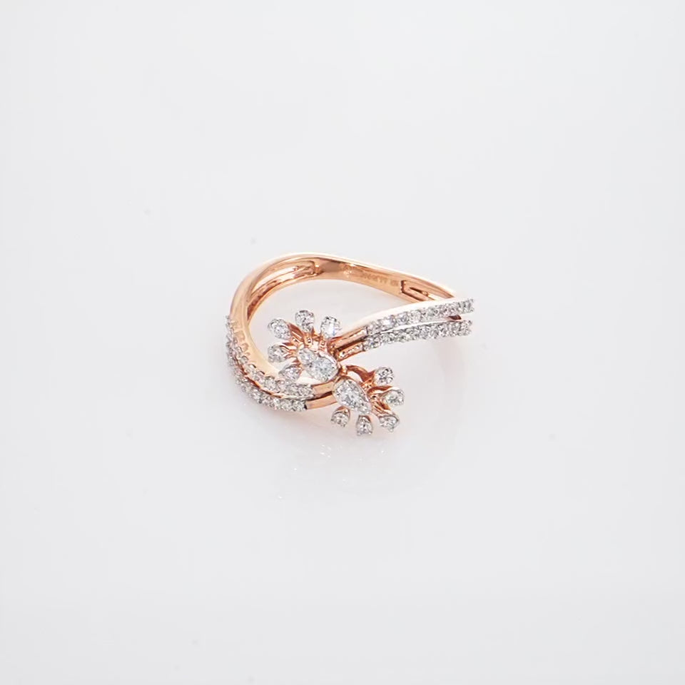 Dual Petal Diamond Finger Ring
