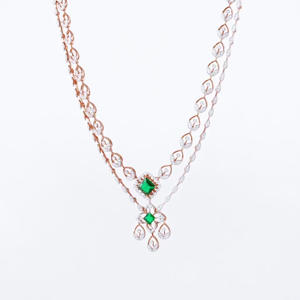 Emerald Princess Diamond Necklace Set