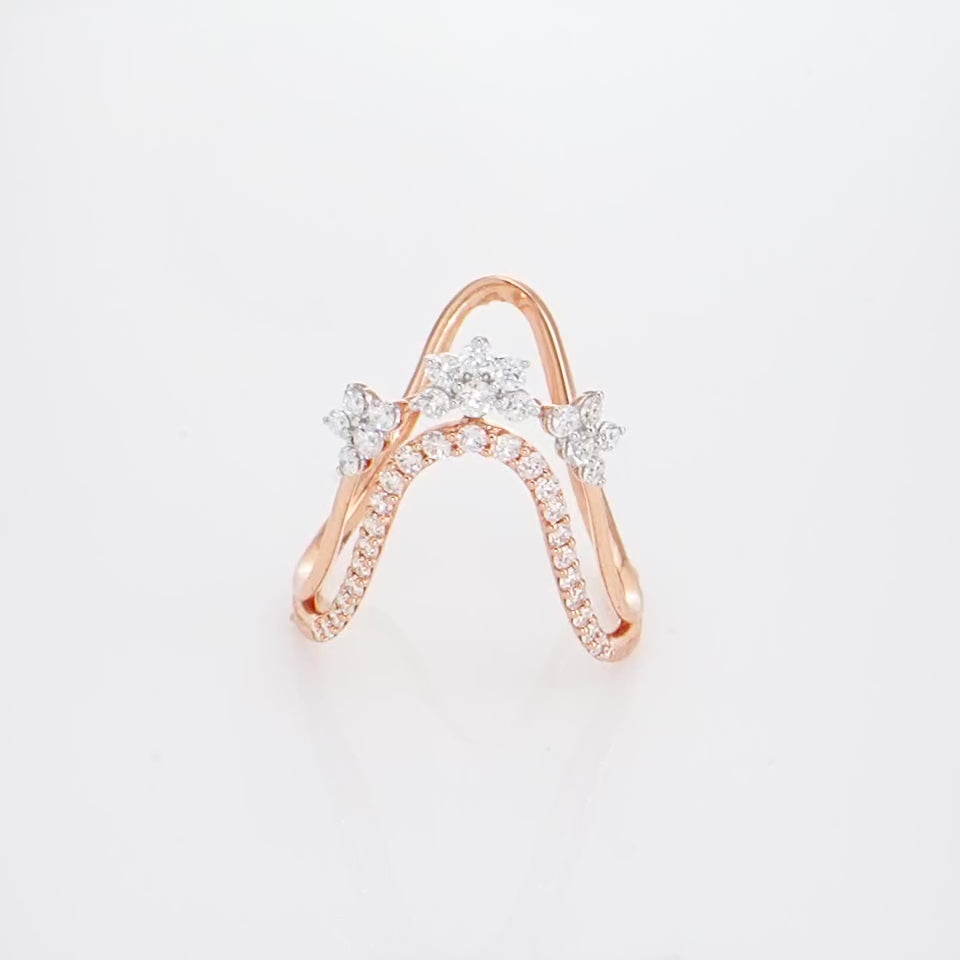Floral Tiara Vanki Shaped Diamond Finger Ring