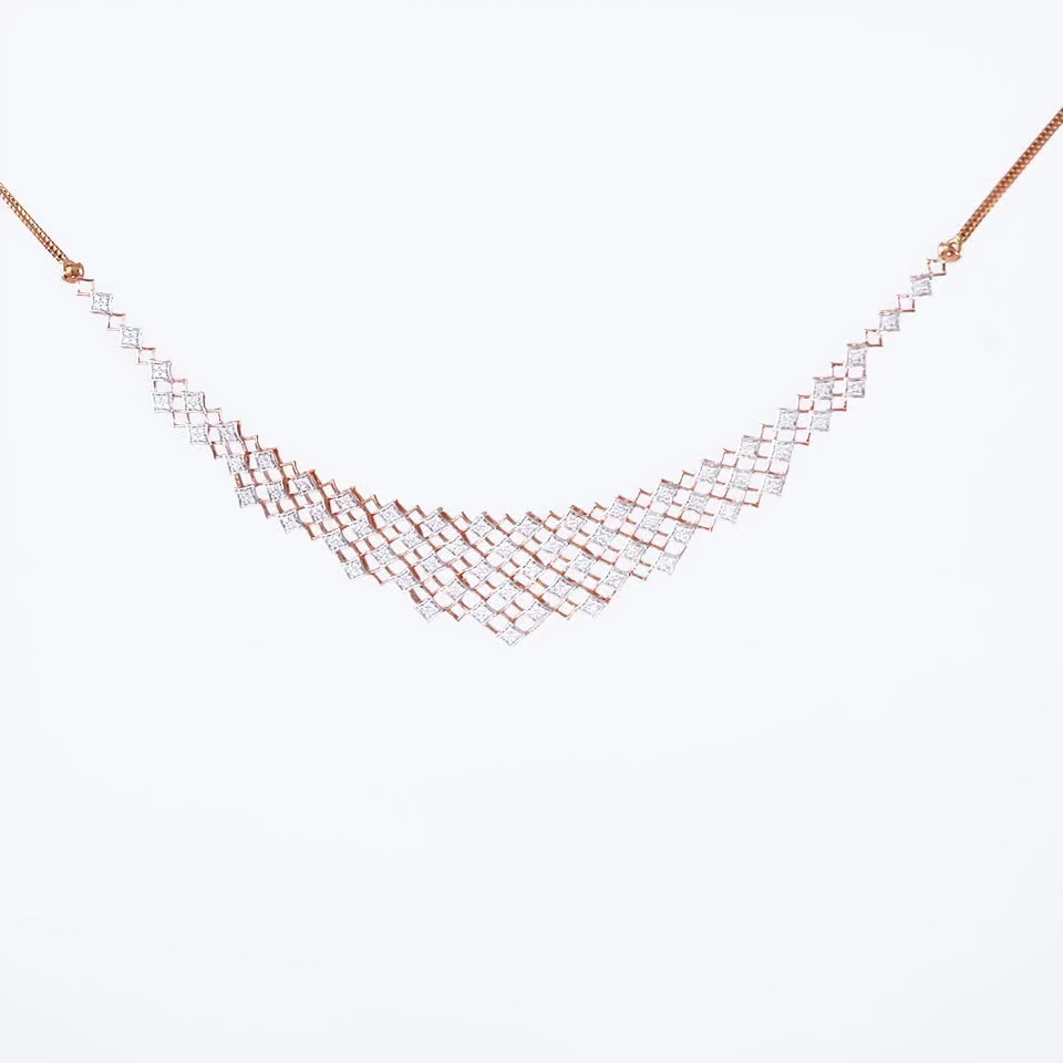 Dazzling Lattice Diamond Necklace Set