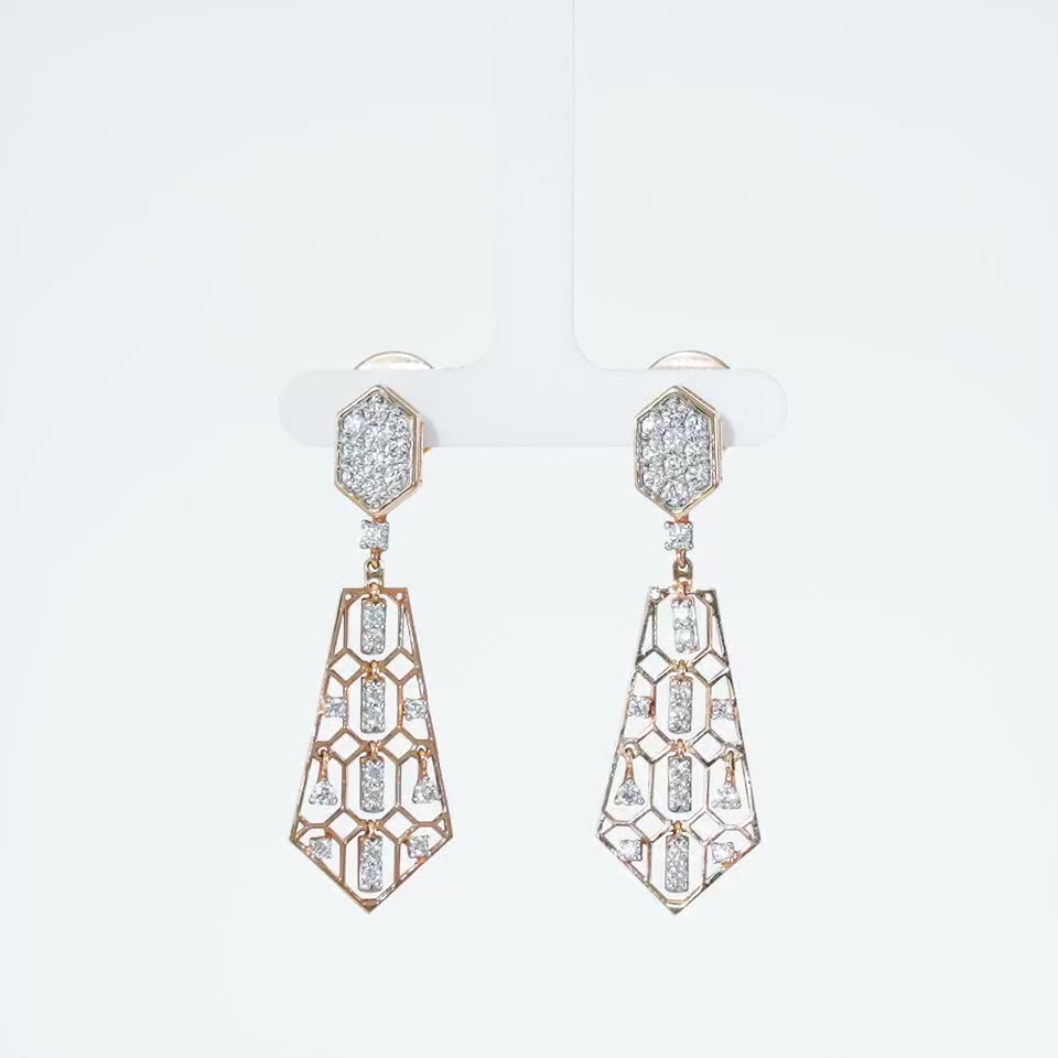 Dangling Filigree Diamond Earrings